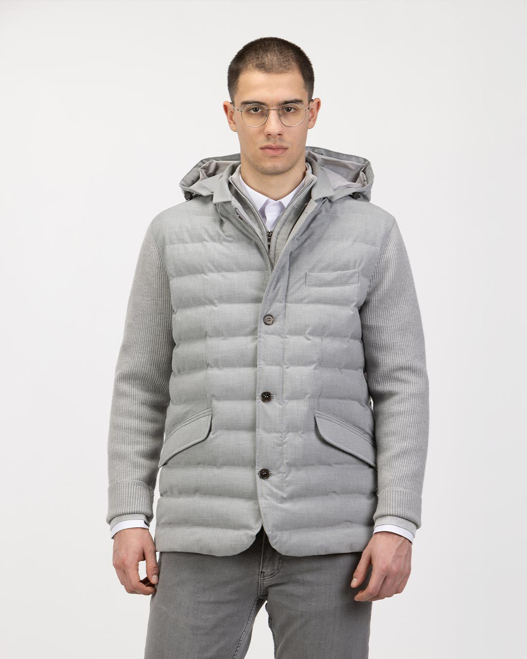 MOŠKA PREŠITA JAKNA S KAPUCO 10-451