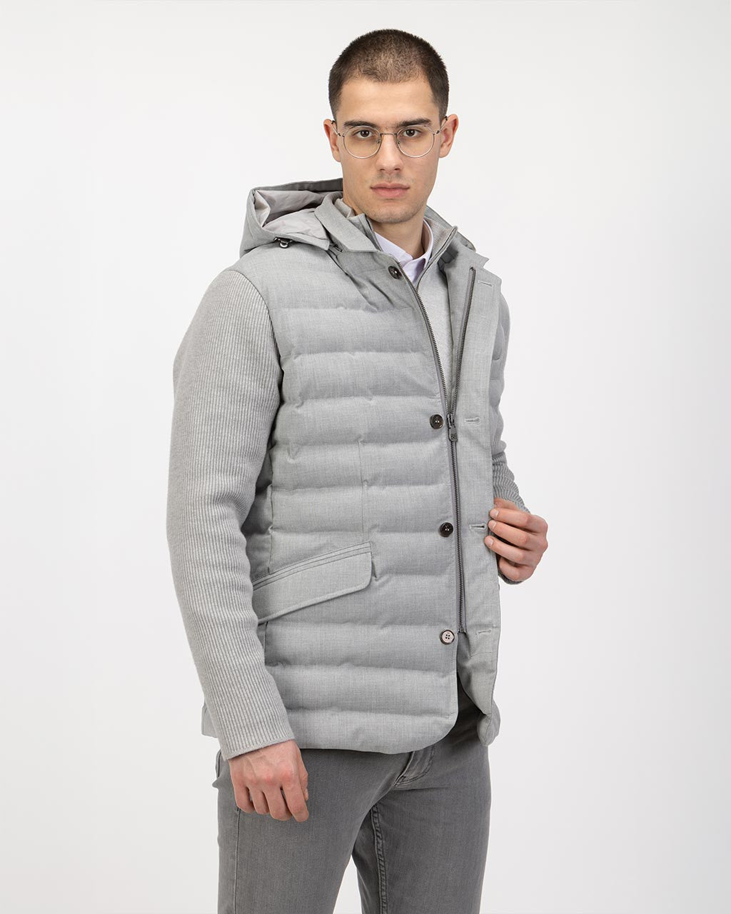 MOŠKA PREŠITA JAKNA S KAPUCO 10-451